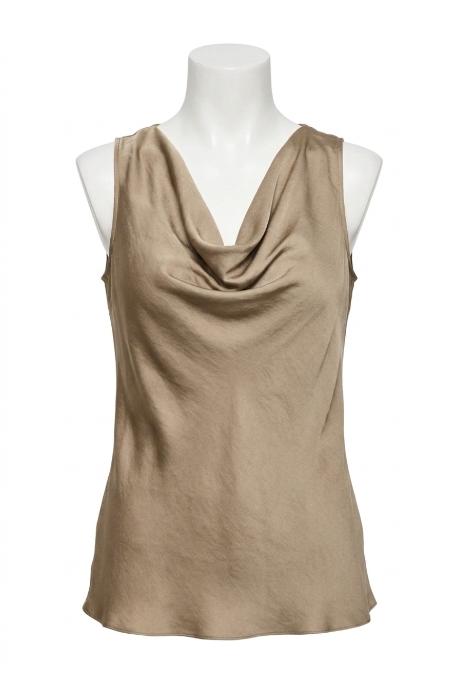 NEW JOSEPH RIBKOFF satin straight sleeveless top in java